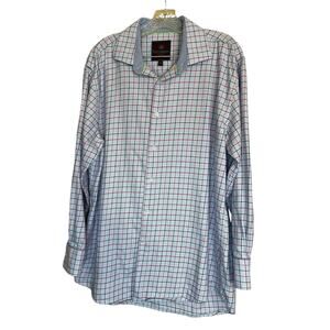 Tattersall London Preloved Men's Long Sleeved  Shirt in Blue. Size 17 32/33.